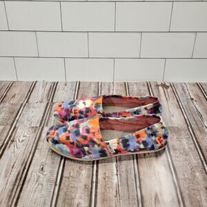 TOMS Women's Size 7 Slip On Shoes Bright Floral Tie Dye Canvas Flats